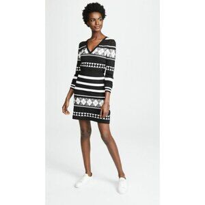 Boutique Moschino Dress Black White Knit Argyle SZ 48 IT / 14 US New